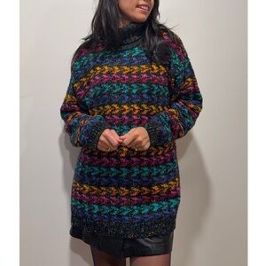 Rivy || Vintage Colorful Knit Turtleneck Sweater
